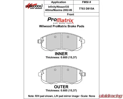 Wilwood Pad Set Promatrix D815A - 150-D0815AK