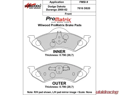 Wilwood Pad Set Promatrix D820 - 150-D0820K