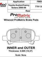 Wilwood Pad Set Promatrix D828                                     - 150-D0828K - Image 2