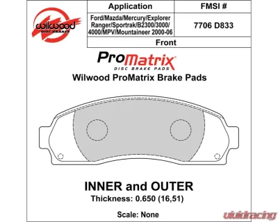 Wilwood Pad Set Promatrix D833 - 150-D0833K