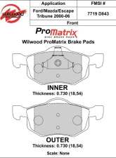 Wilwood Pad Set Promatrix D843                                     - 150-D0843K - Image 2
