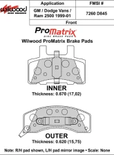 Wilwood Pad Set Promatrix D845                                     - 150-D0845K - Image 2