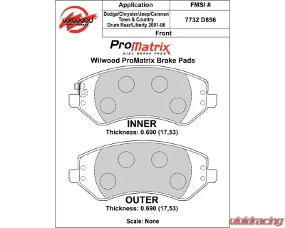 Wilwood Pad Set Promatrix D856 - 150-D0856K