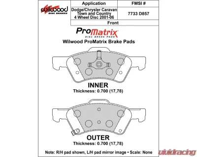 Wilwood Pad Set Promatrix D857 - 150-D0857K