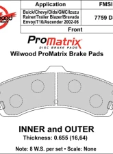 Wilwood Pad Set Promatrix D882                                     - 150-D0882K - Image 2