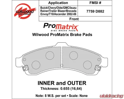 Wilwood Pad Set Promatrix D882 - 150-D0882K