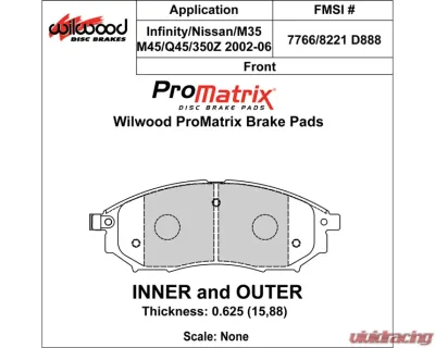 Wilwood Pad Set Promatrix D888 - 150-D0888K