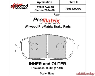 Wilwood Pad Set Promatrix D906A - 150-D0906AK