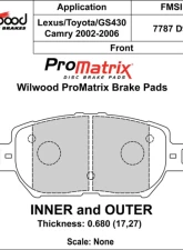 Wilwood Pad Set Promatrix D908                                     - 150-D0908K - Image 2
