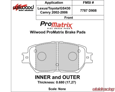 Wilwood Pad Set Promatrix D908 - 150-D0908K