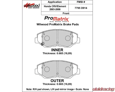 Wilwood Pad Set Promatrix D914 - 150-D0914K