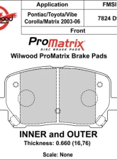 Wilwood Pad Set Promatrix D923                                     - 150-D0923K - Image 2