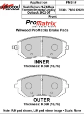 Wilwood Pad Set Promatrix D929                                     - 150-D0929K - Image 2