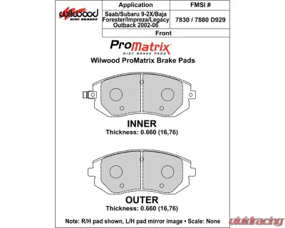 Wilwood Pad Set Promatrix D929 - 150-D0929K