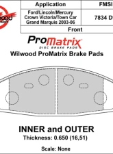 Wilwood Pad Set Promatrix D931                                     - 150-D0931K - Image 2