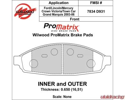 Wilwood Pad Set Promatrix D931 - 150-D0931K