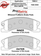 Wilwood Pad Set Promatrix D945                                     - 150-D0945K - Image 2