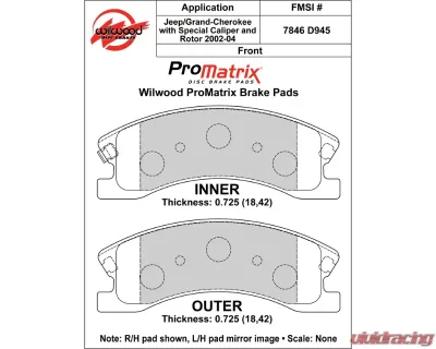 Wilwood Pad Set Promatrix D945 - 150-D0945K
