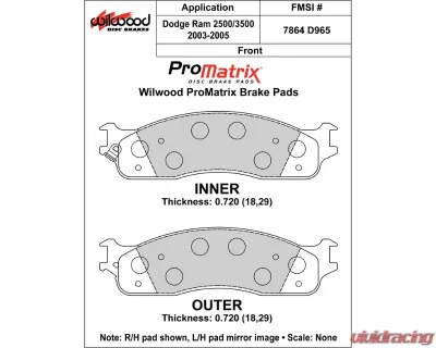 Wilwood Pad Set Promatrix D965 - 150-D0965K