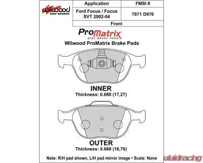 Wilwood Pad Set Promatrix D970 - 150-D0970K