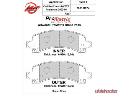 Wilwood Pad Set Promatrix D974 - 150-D0974K