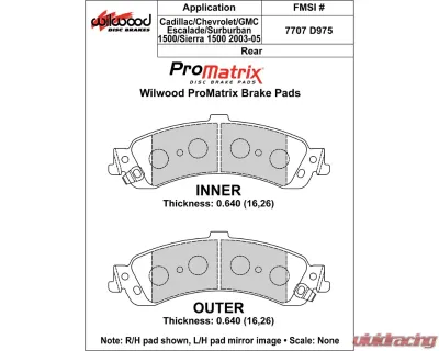 Wilwood Pad Set Promatrix D975 - 150-D0975K