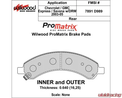 Wilwood Pad Set Promatrix D989 - 150-D0989K