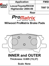 Wilwood Pad Set Promatrix D996                                     - 150-D0996K - Image 2