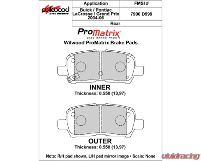 Wilwood Pad Set Promatrix D999 - 150-D0999K