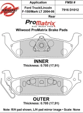 Wilwood Pad Set Promatrix D1012                                     - 150-D1012K - Image 2
