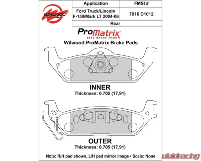 Wilwood Pad Set Promatrix D1012 - 150-D1012K