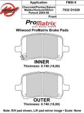 Wilwood Pad Set Promatrix D1028                                     - 150-D1028K - Image 2