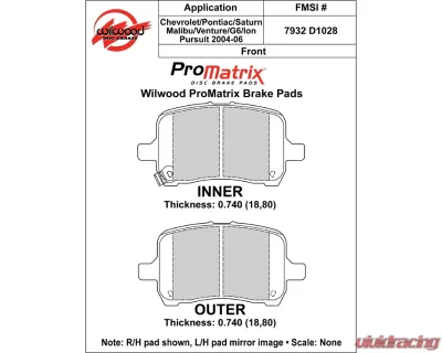 Wilwood Pad Set Promatrix D1028 - 150-D1028K