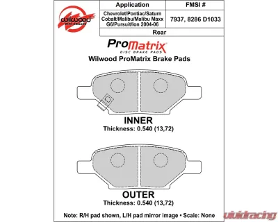 Wilwood Pad Set Promatrix D1033 - 150-D1033K