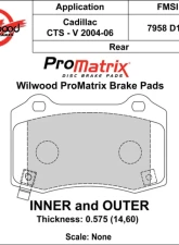 Wilwood Pad Set Promatrix D1053                                     - 150-D1053K - Image 2