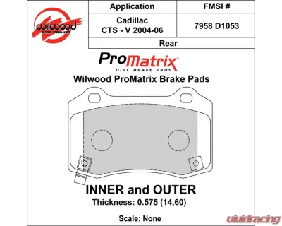 Wilwood Pad Set Promatrix D1053 - 150-D1053K