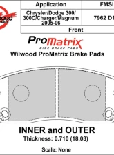Wilwood Pad Set Promatrix D1056                                     - 150-D1056K - Image 2