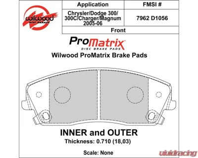 Wilwood Pad Set Promatrix D1056 - 150-D1056K