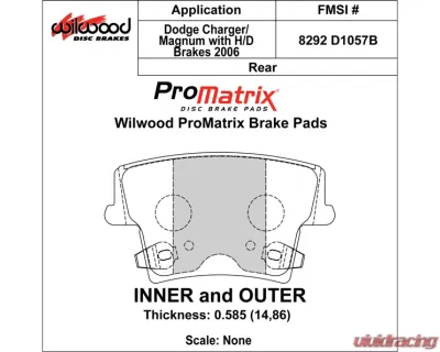 Wilwood Pad Set Promatrix D1057B - 150-D1057BK