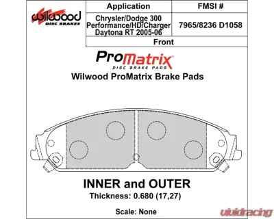 Wilwood Pad Set Promatrix D1058 - 150-D1058K