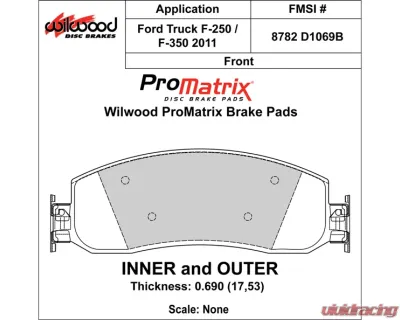 Wilwood Pad Set Promatrix D1069B - 150-D1069BK