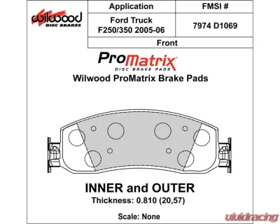 Wilwood Pad Set Promatrix D1069 - 150-D1069K