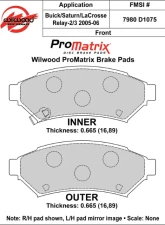 Wilwood Pad Set Promatrix D1075                                     - 150-D1075K - Image 2