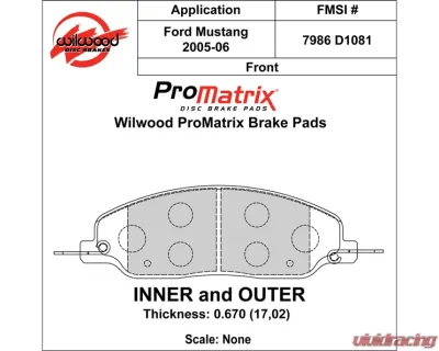 Wilwood Pad Set Promatrix D1081 - 150-D1081K
