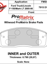 Wilwood Pad Set Promatrix D1083                                     - 150-D1083K - Image 2