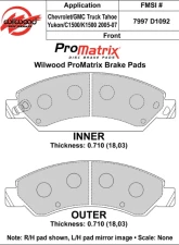 Wilwood Pad Set Promatrix D1092                                     - 150-D1092K - Image 2