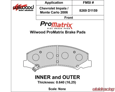 Wilwood Pad Set Promatrix D1159 - 150-D1159K