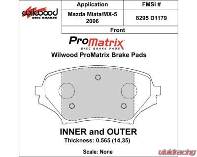 Wilwood Pad Set Promatrix D1179 - 150-D1179K