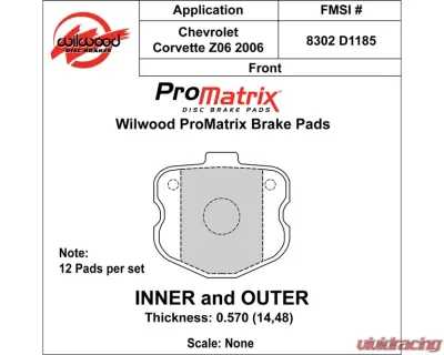 Wilwood Pad Set Promatrix D1185 12 Pads - 150-D1185K