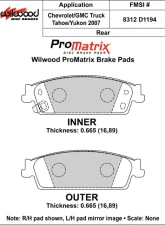 Wilwood Pad Set Promatrix D1194                                     - 150-D1194K - Image 2